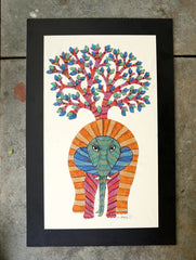 Gond Art Painting on Silk with Mount - The India Craft House 