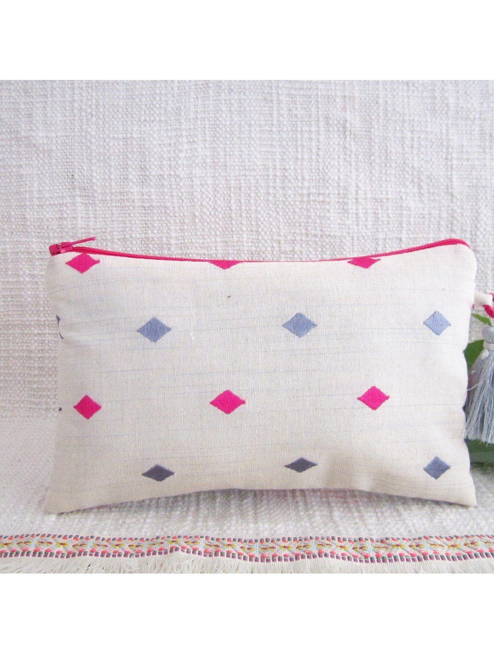 Grey and Pink Long Pouch