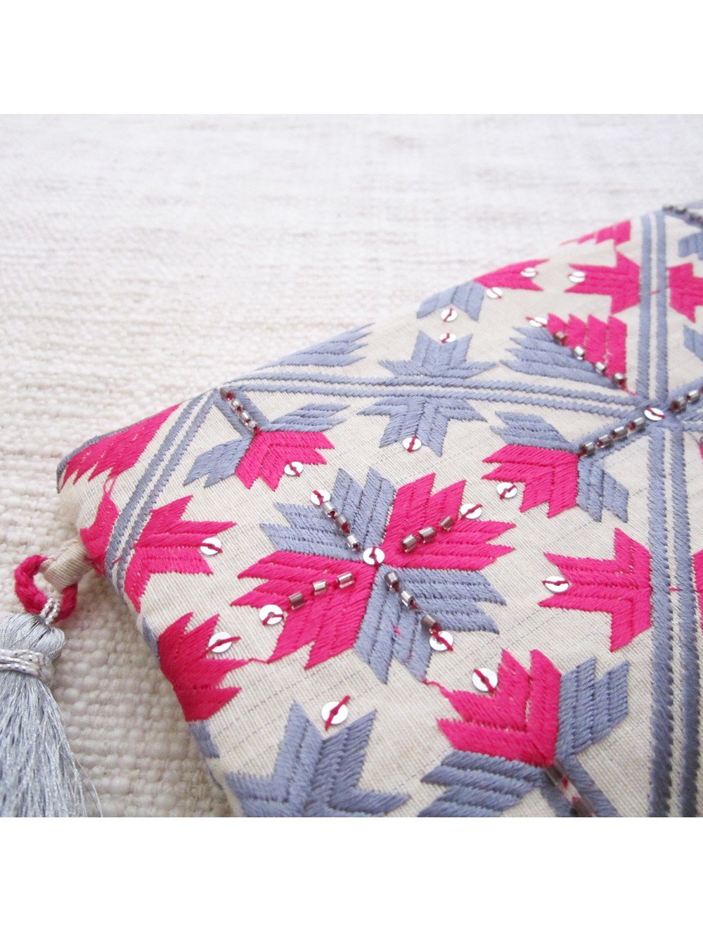 Grey and Pink Long Pouch