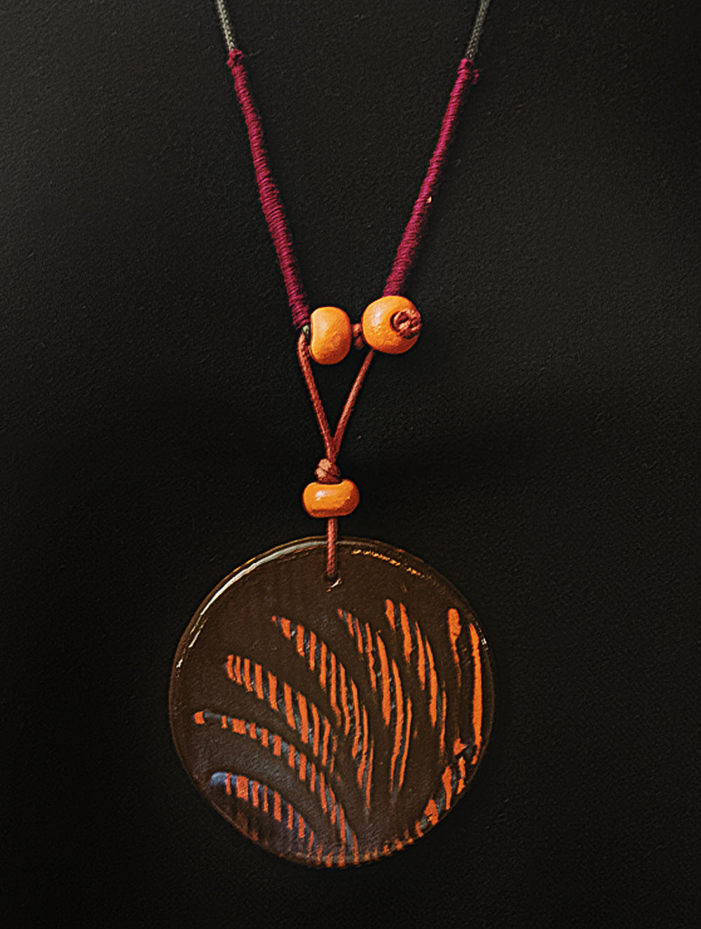 Load image into Gallery viewer, Hand-Crafted Ceramic Pendant on Thread - Round - The India Craft House 