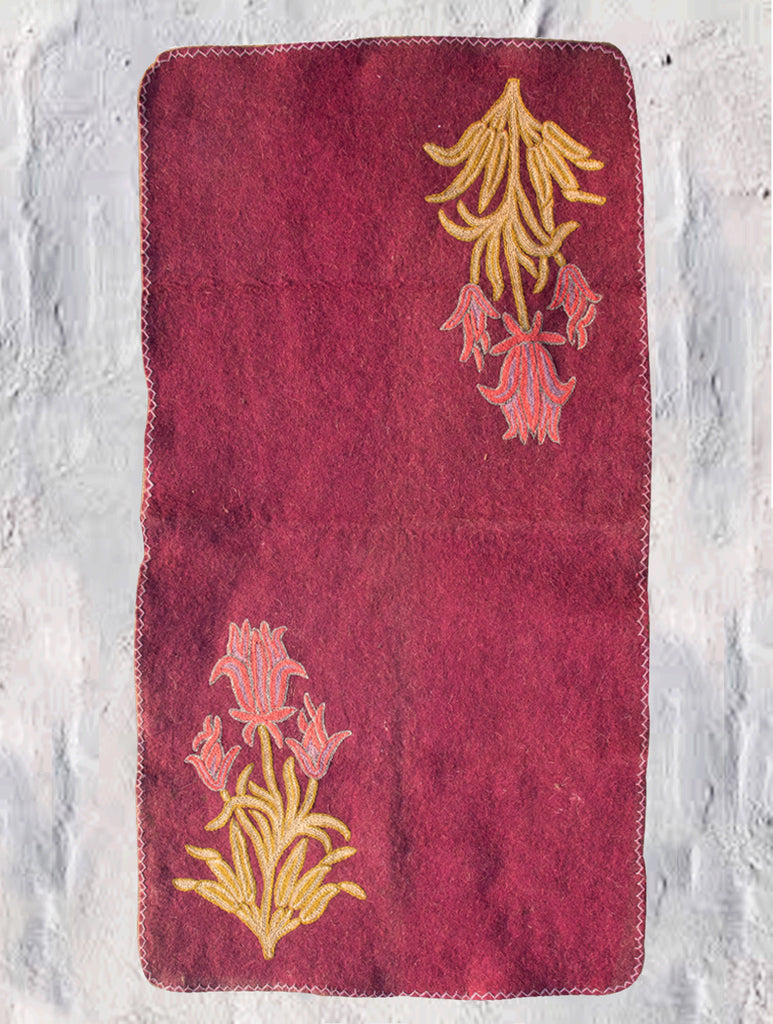 Hand Felted & Embroidered Kashmiri Namda Woollen Rug