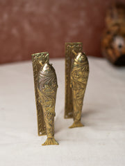 Hand Crafted Ornate Dhokra Craft Door Handles - Fish, (Set of 2)