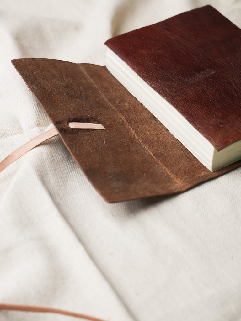 Hand Crafted Pure Leather Sling Tie Diary - Brown