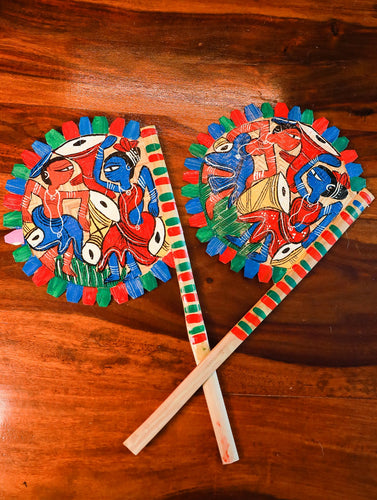 Hand Painted Fan - Musicians (Set of 2)