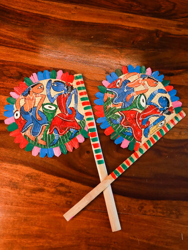 Hand Painted Fan - Musicians (Set of 2)