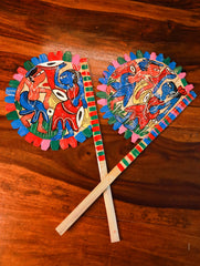Hand Painted Fan - Musicians (Set of 2)