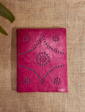 Handcrafted Cutwork Leather Diary - Magenta (Handmade Paper)