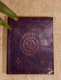 Handcrafted Cutwork Leather Diary - Purple (Handmade Paper)
