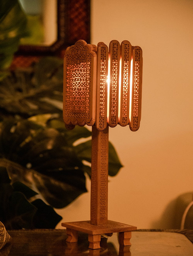 Handcrafted Jaaliwork Wooden Lamp (Large)