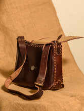 Load image into Gallery viewer, Handcrafted Jawaja Leather Bag with Contrast Hand Stitch Detail