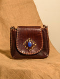 Handcrafted Jawaja Leather Bag with Contrast Hand Stitch Detail
