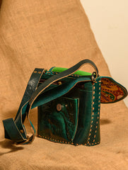 Handcrafted Jawaja Leather Bag with Hand Embroidered Patch