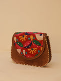 Handcrafted Jawaja Leather Bag with Hand Embroidered Patch