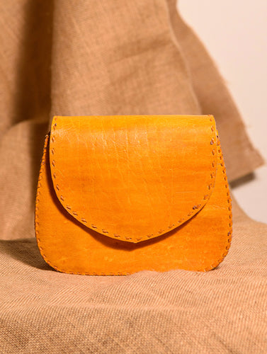 Handcrafted Jawaja Leather Bag with Hand Stitch Detail