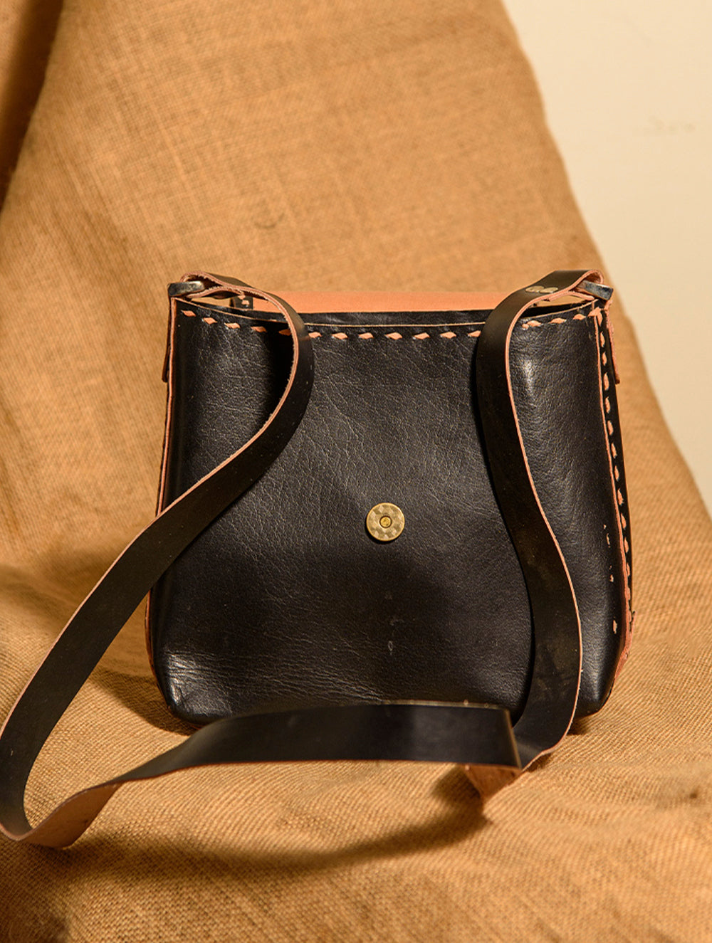 Load image into Gallery viewer, Handcrafted Jawaja Leather Bag with Hand Stitch Detail