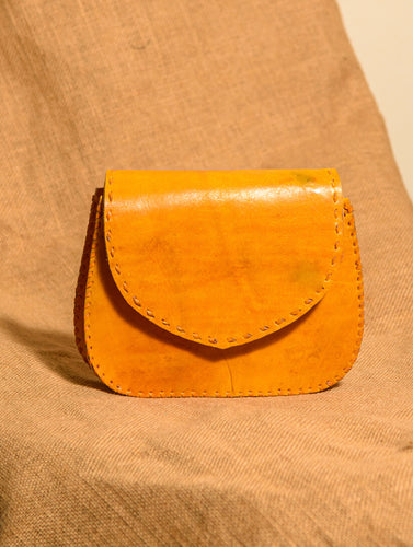 Handcrafted Jawaja Leather Bag with Hand Stitch Detail