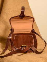 Handcrafted Jawaja Leather Bag with Hand Stitch Detail