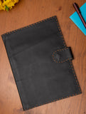 Handcrafted Jawaja Leather Craft Utility Folder with Hand Stitch Detail - Black & Brown
