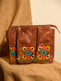 Handcrafted Jawaja Leather Tote Bag with Patchwork