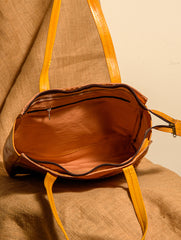 Handcrafted Jawaja Leather Tote Bag with Patchwork
