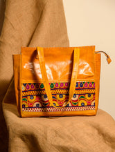 Load image into Gallery viewer, Handcrafted Jawaja Leather Tote Bag with Patchwork