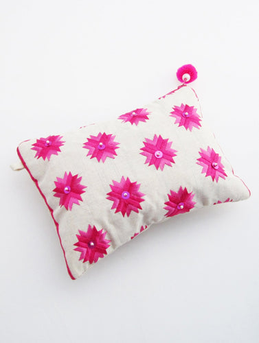Handcrafted Phulkari Utility Pouch - Shades Of Pink