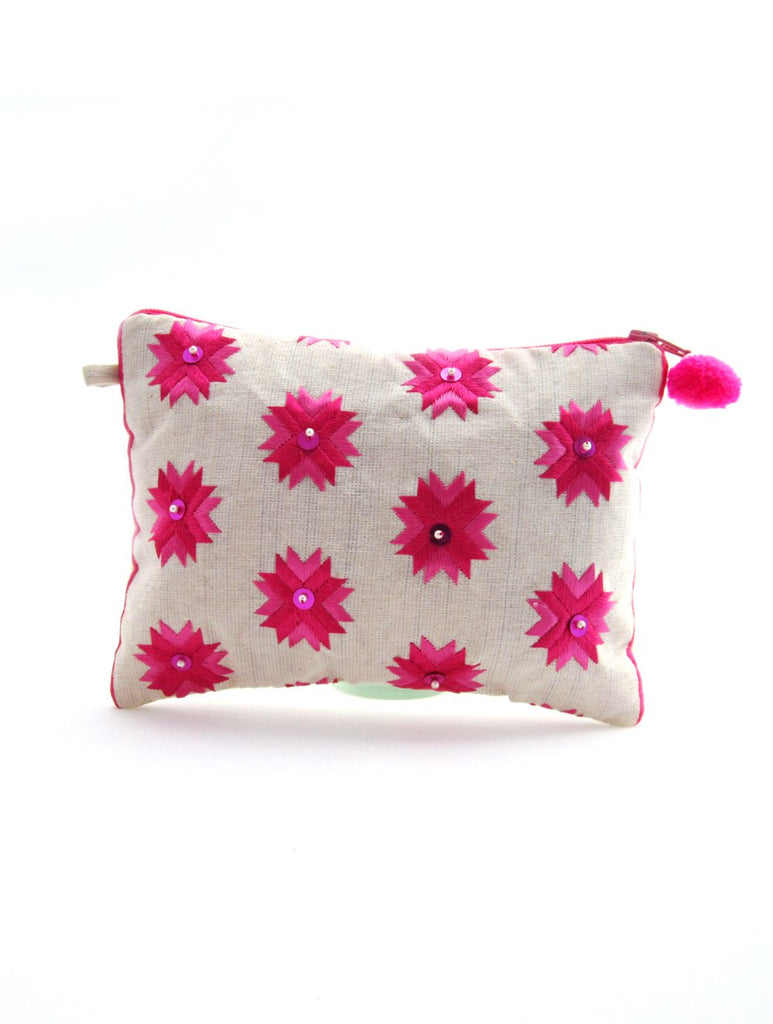 Handcrafted Phulkari Utility Pouch - Shades Of Pink