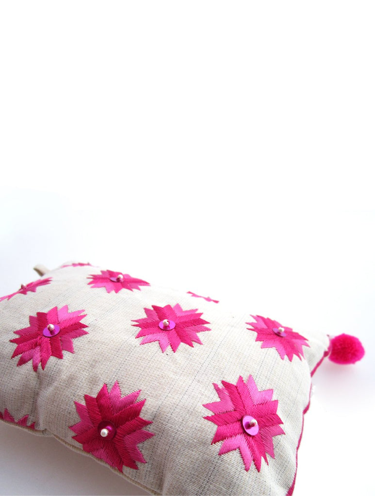 Handcrafted Phulkari Utility Pouch - Shades Of Pink