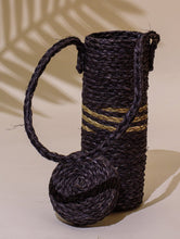 Load image into Gallery viewer, Handcrafted Sabai Grass Bottle Bag - Deep Purple &amp; Beige