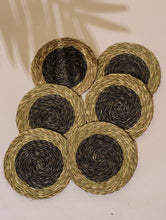 Load image into Gallery viewer, Handcrafted Sabai Grass Coasters - Dull Purple &amp; Beige (Large, Set of 6)