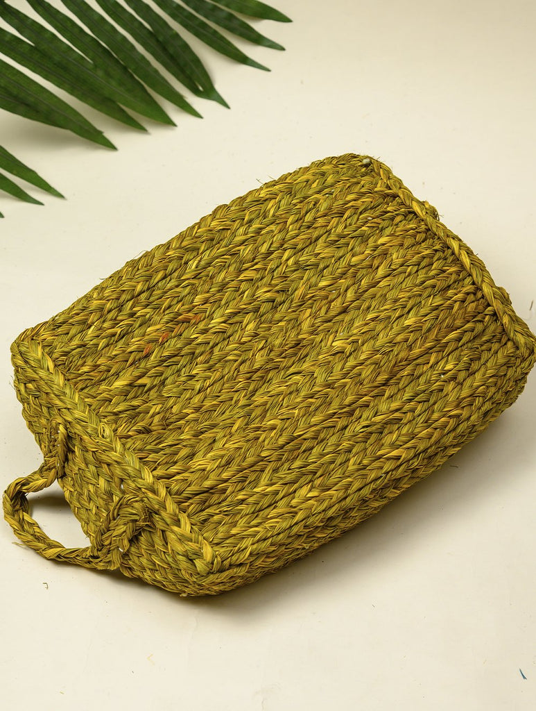 Handcrafted Sabai Grass Multi-Utility Tray - Pale Yellow (Piece)