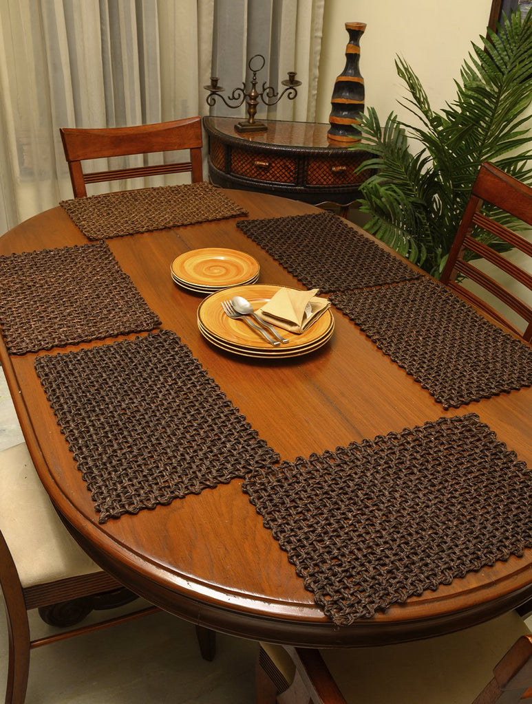 Handcrafted Sabai Grass Table Mats - Dark Purple Brown (Set of 6)