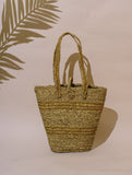 Handcrafted Sabai Grass Tote / Utility Bag - Yellow & Beige