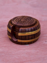 Load image into Gallery viewer, Handcrafted Wooden Coaster Set - Barrel