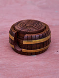 Handcrafted Wooden Coaster Set - Barrel