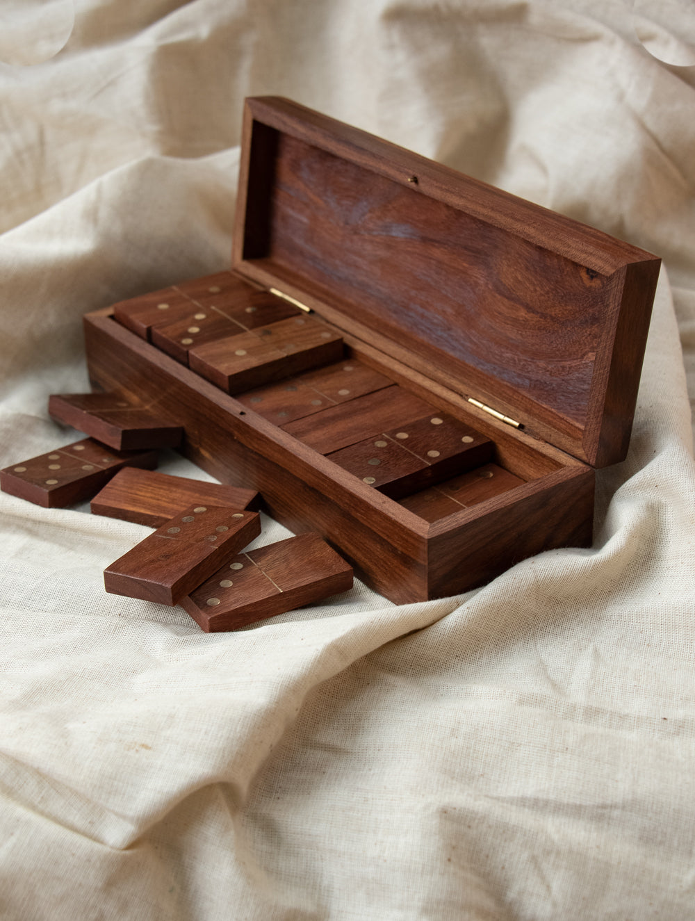 Handcrafted Wooden Dominoes Game With Box