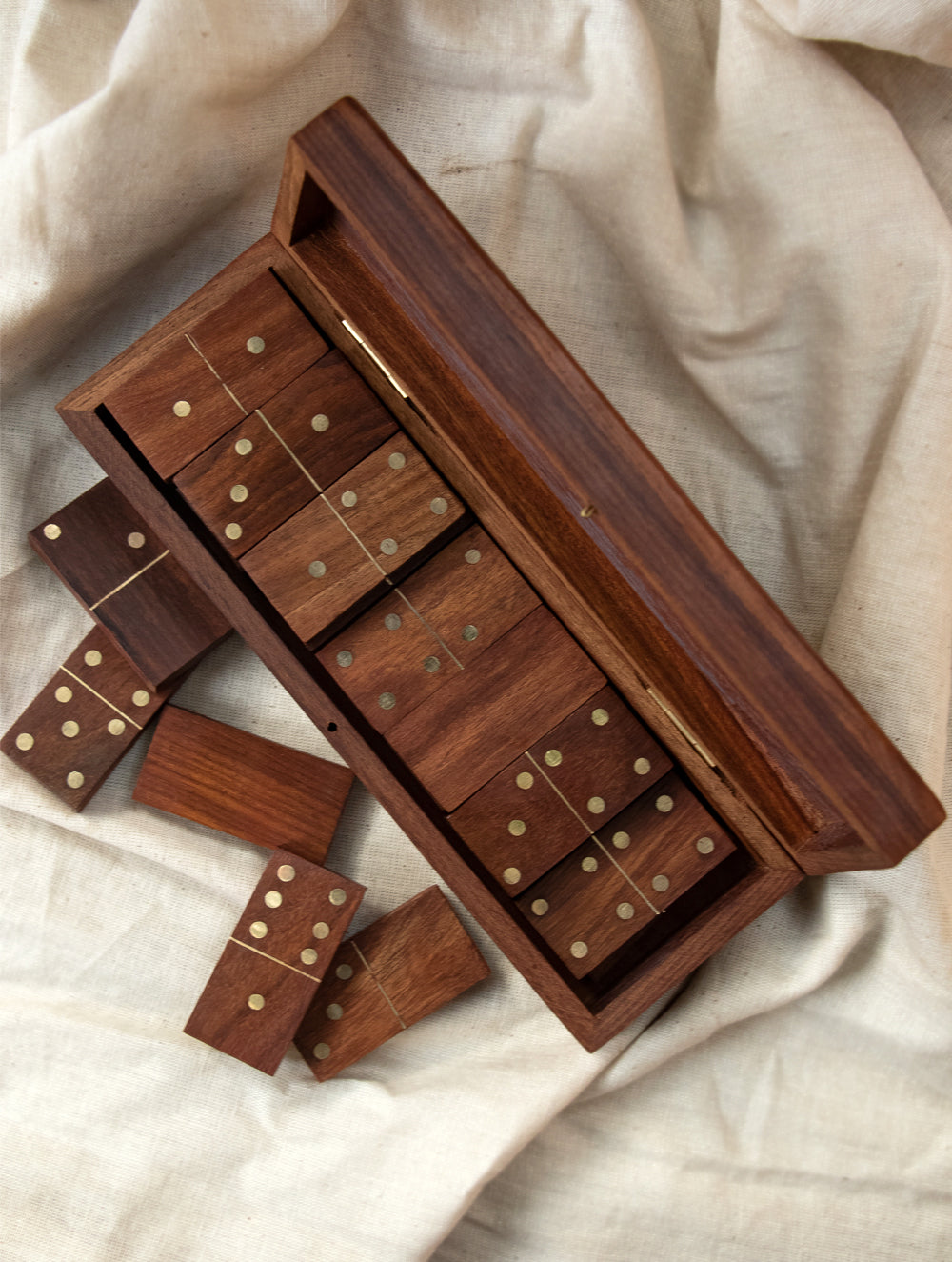 Handcrafted Wooden Dominoes Game With Box