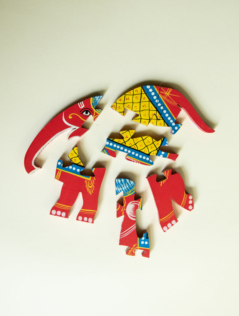 Handcrafted Wooden Jigsaw Puzzle - Elephant - The India Craft House 