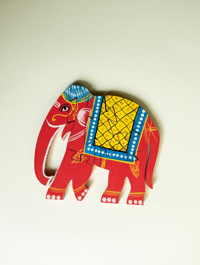 Handcrafted Wooden Jigsaw Puzzle - Elephant - The India Craft House 