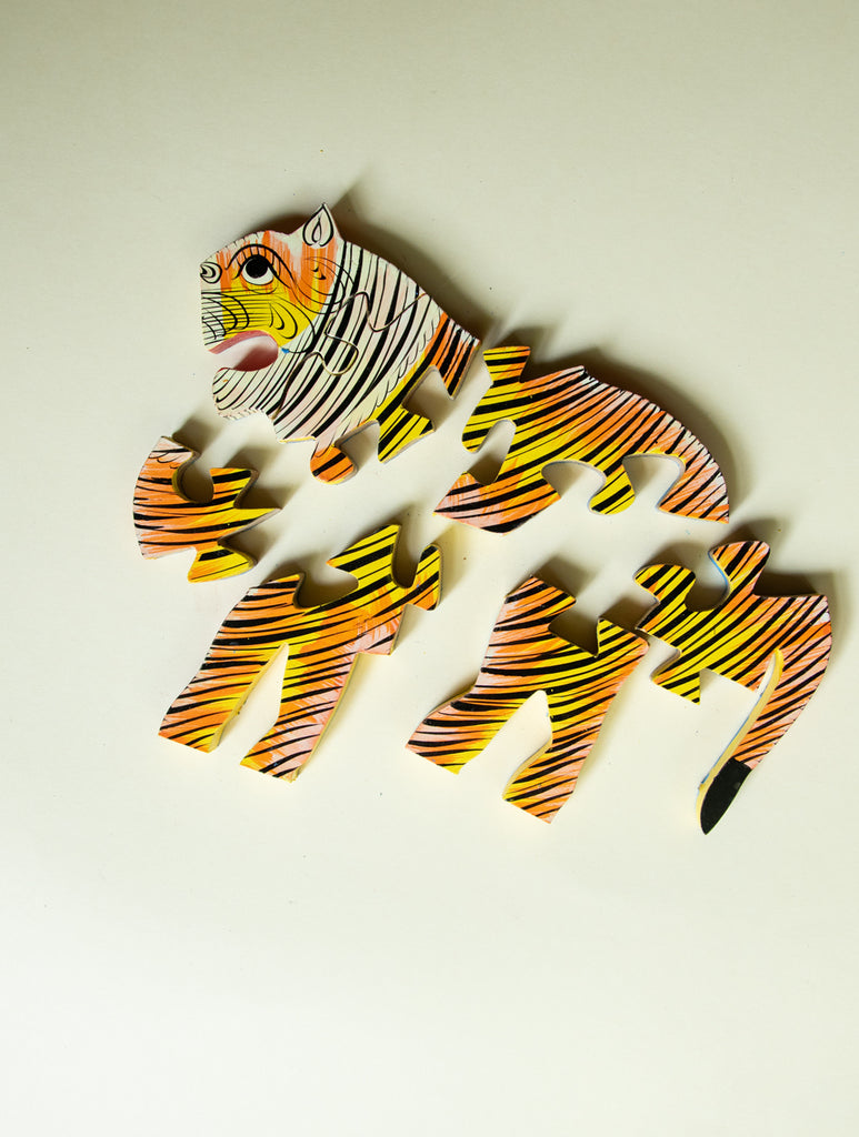 Handcrafted Wooden Jigsaw Puzzle - Tiger - The India Craft House 