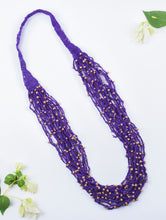 Load image into Gallery viewer, Handcrafted Beads &amp; Thread Neckpiece - Purple &amp; Beige