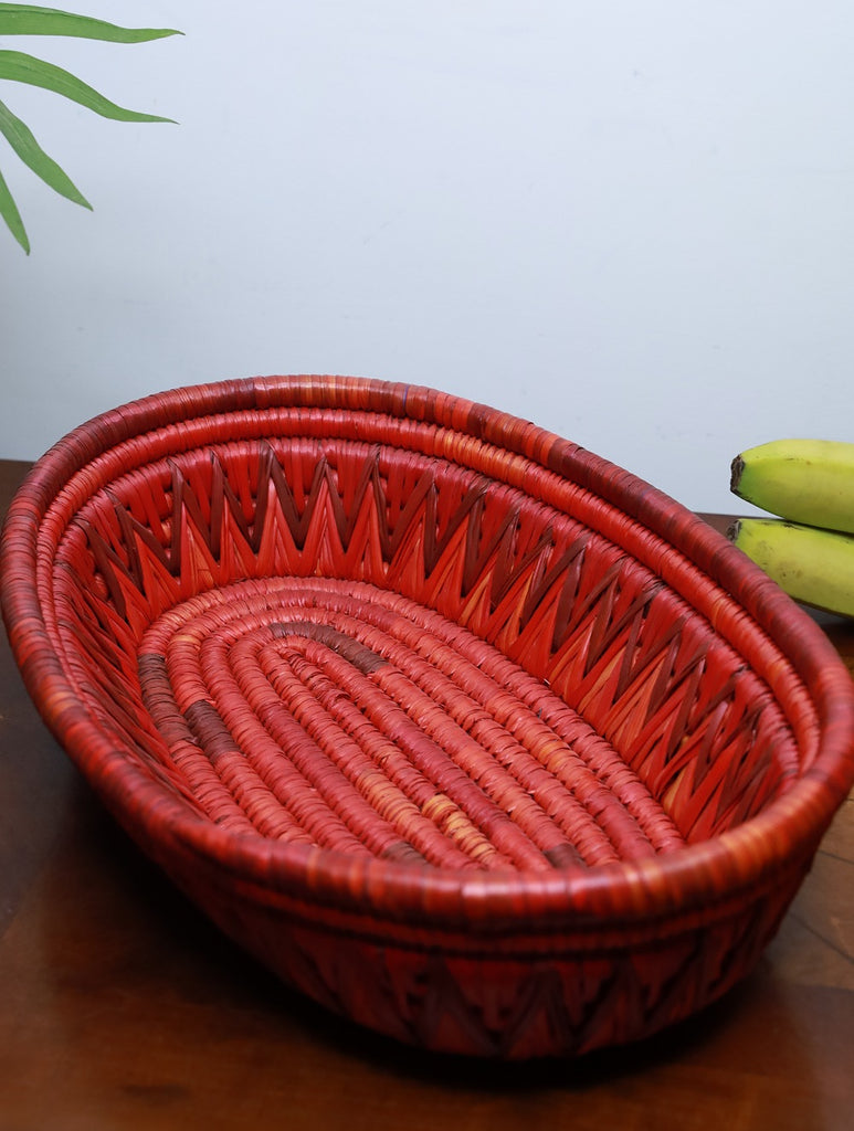 Handcrafted Bhadohi Multiutility Basket - Red