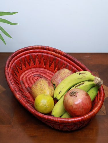 Handcrafted Bhadohi Multiutility Basket - Red