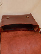 Load image into Gallery viewer, Handcrafted Jawaja Leather Sling Bag With Hand Stitch Detail -Brown