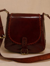 Load image into Gallery viewer, Handcrafted Jawaja Leather Sling Bag with Buckle &amp; Hand Stitch Detail - Brown