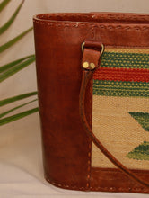 Load image into Gallery viewer, Handcrafted Jawaja Leather Tote Bag with Rug Patch - Brown