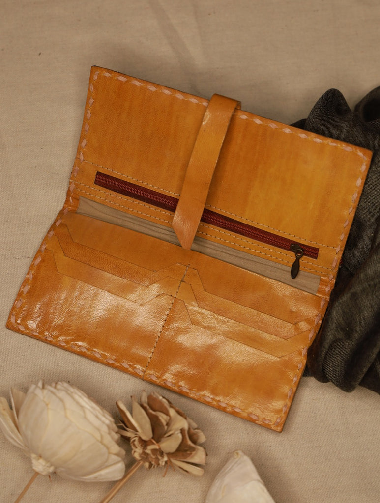 Handcrafted Jawaja Leather Wallet - Golden Yellow