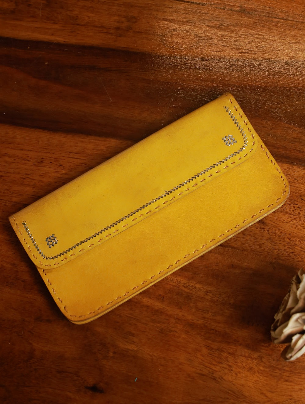 Load image into Gallery viewer, Handcrafted Leather Ladies Wallet - Yellow