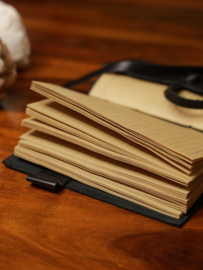 Handcrafted Pure Leather String Diary - Black