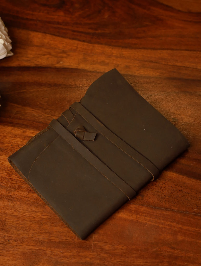 Handcrafted Pure Leather String Diary - Brown